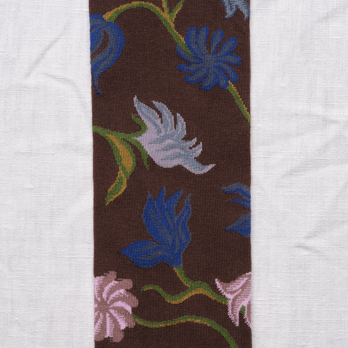MI-BAS BONNE MAISON - 100% cotton FLEURS CHATAIGNE