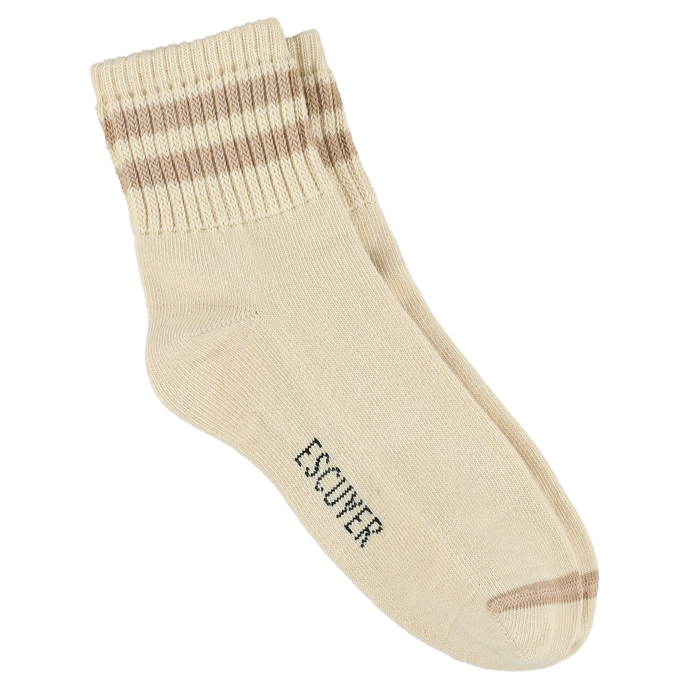 Women Ankle Socks Ecru / Pink