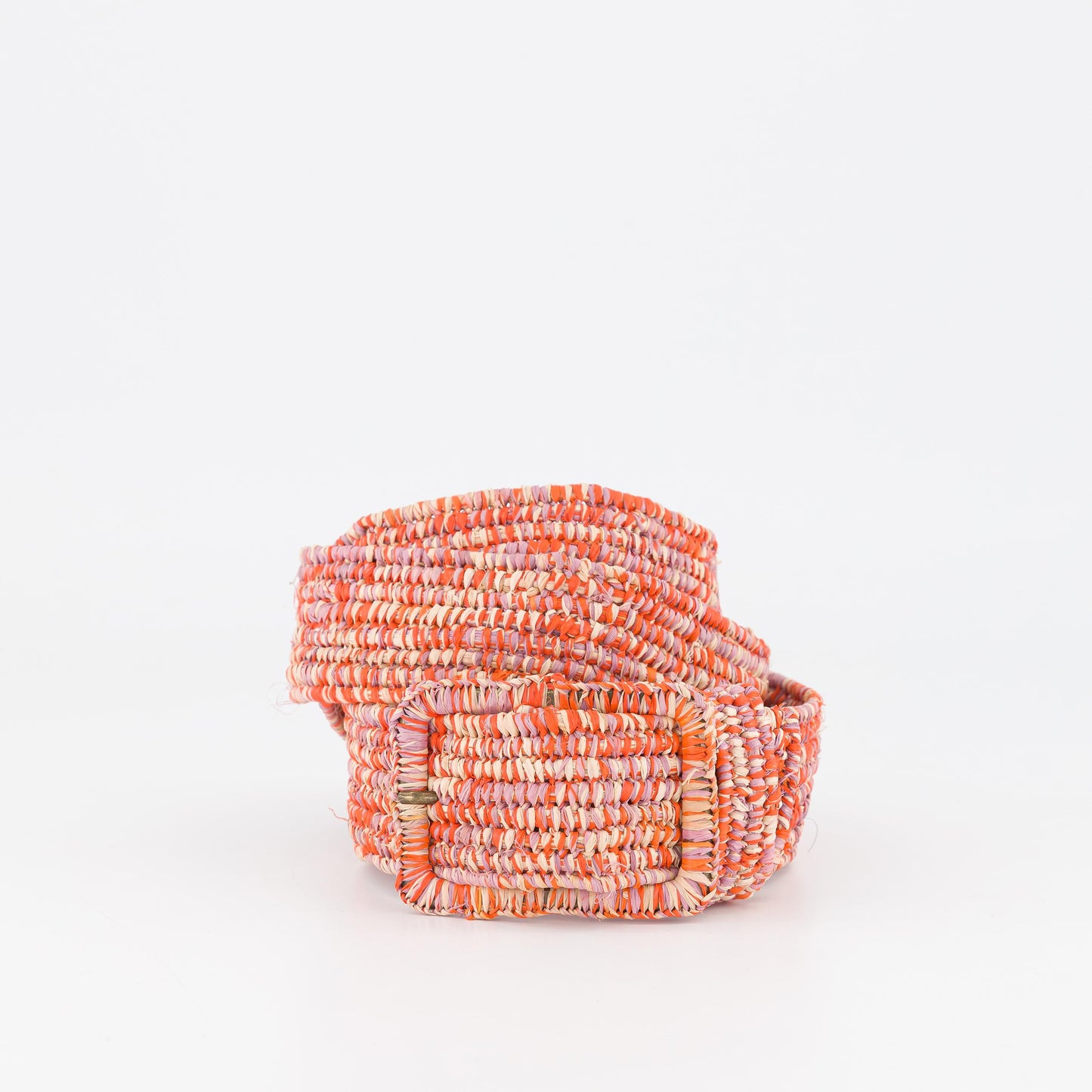 MISTRAL - multicolor raphia belt NATUREL + DARK ORANGE + PALE ROSE