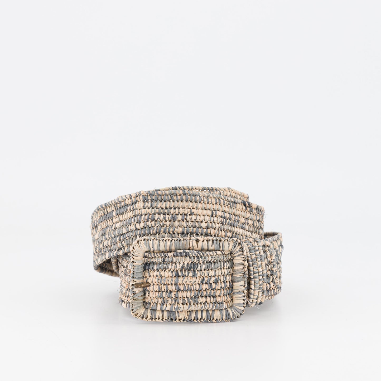 MISTRAL - multicolor raphia belt NATUREL + GREY