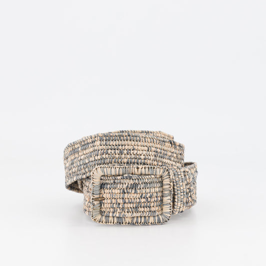MISTRAL - multicolor raphia belt NATUREL + GREY