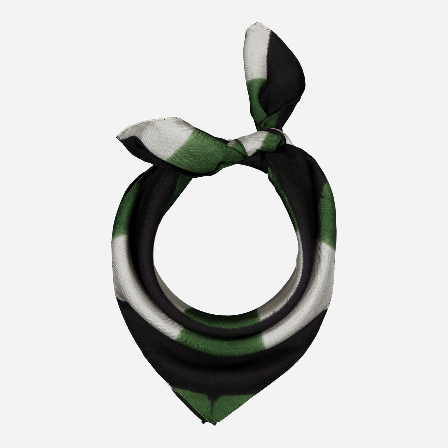 PIQUE-NIQUE - Silk bandana GREEN 422 & BLACK