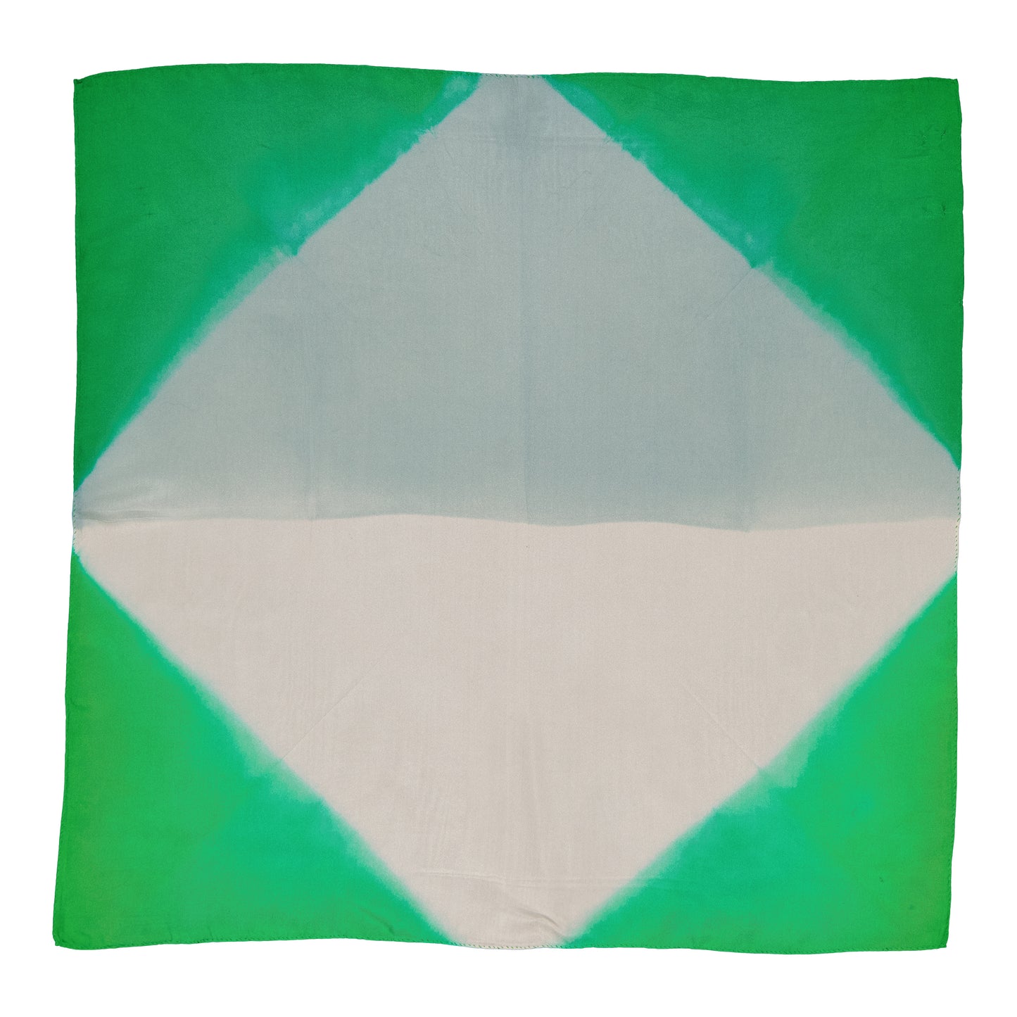 TANGRAM - Silk bandana GREEN & MUTED BLUE