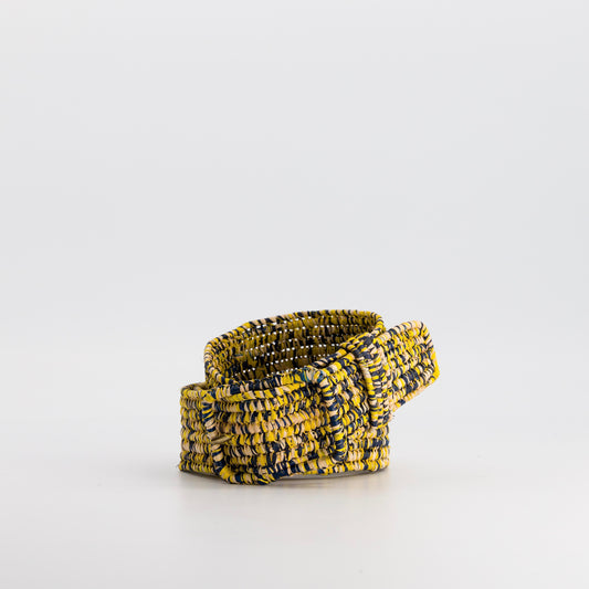 MISTRAL - multicolor raphia belt NATUREL - YELLOW - BLUE