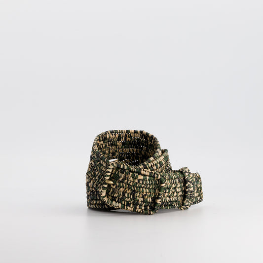 MISTRAL - multicolor raphia belt NATUREL - KHAKI - BLACK