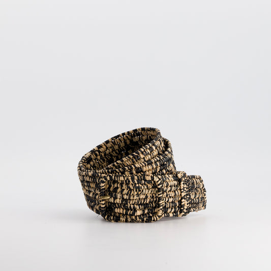 MISTRAL - multicolor raphia belt NATUREL - BLACK