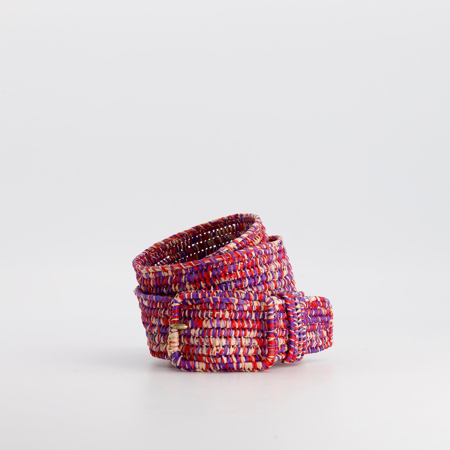 MISTRAL - multicolor raphia belt NATUREL - LILAC - RED