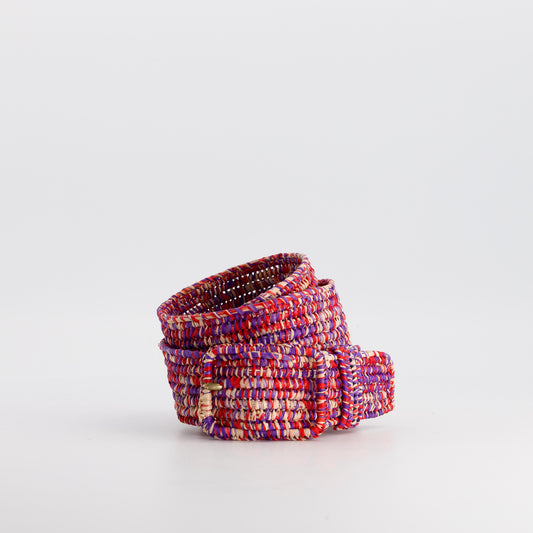 MISTRAL - multicolor raphia belt NATUREL - LILAC - RED