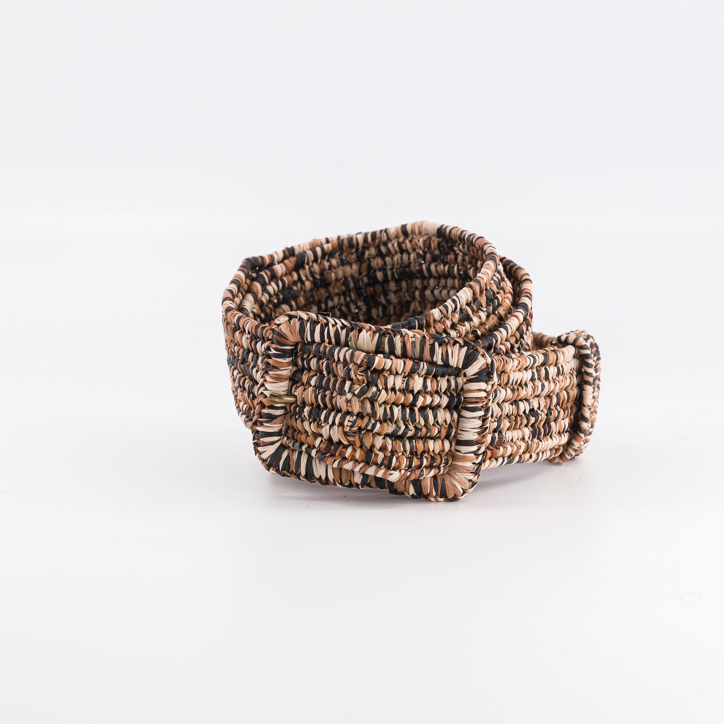 MISTRAL - multicolor raphia belt BLACK + BROWN + NATUREL
