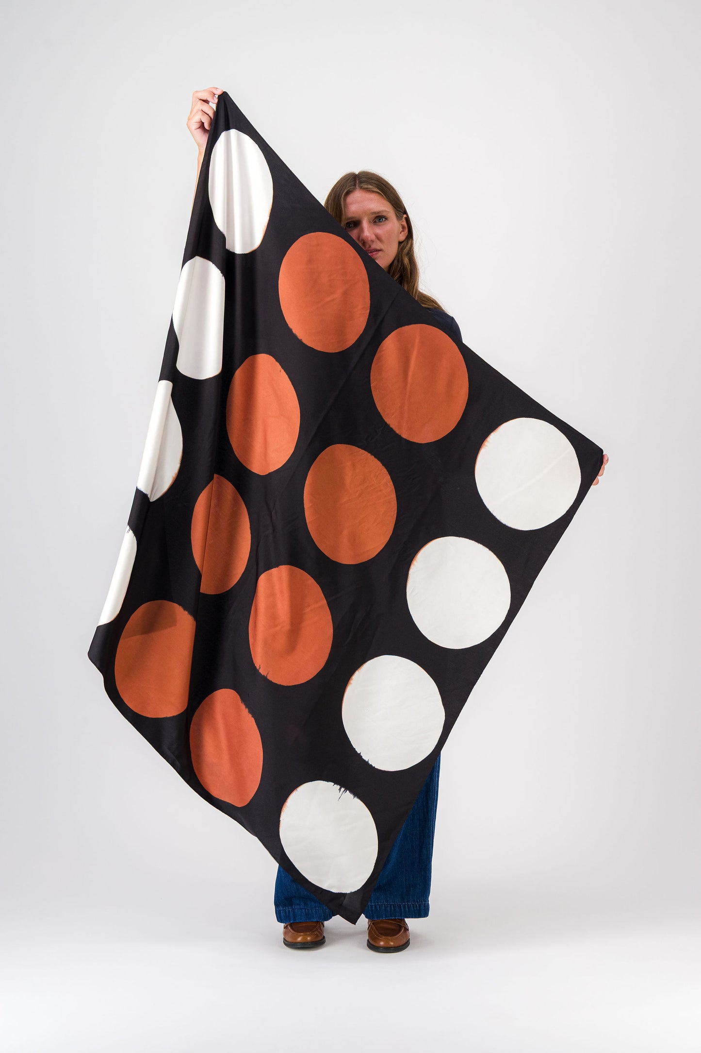 GRAND JEU - SILK SQUARE BLACK & COGNAC