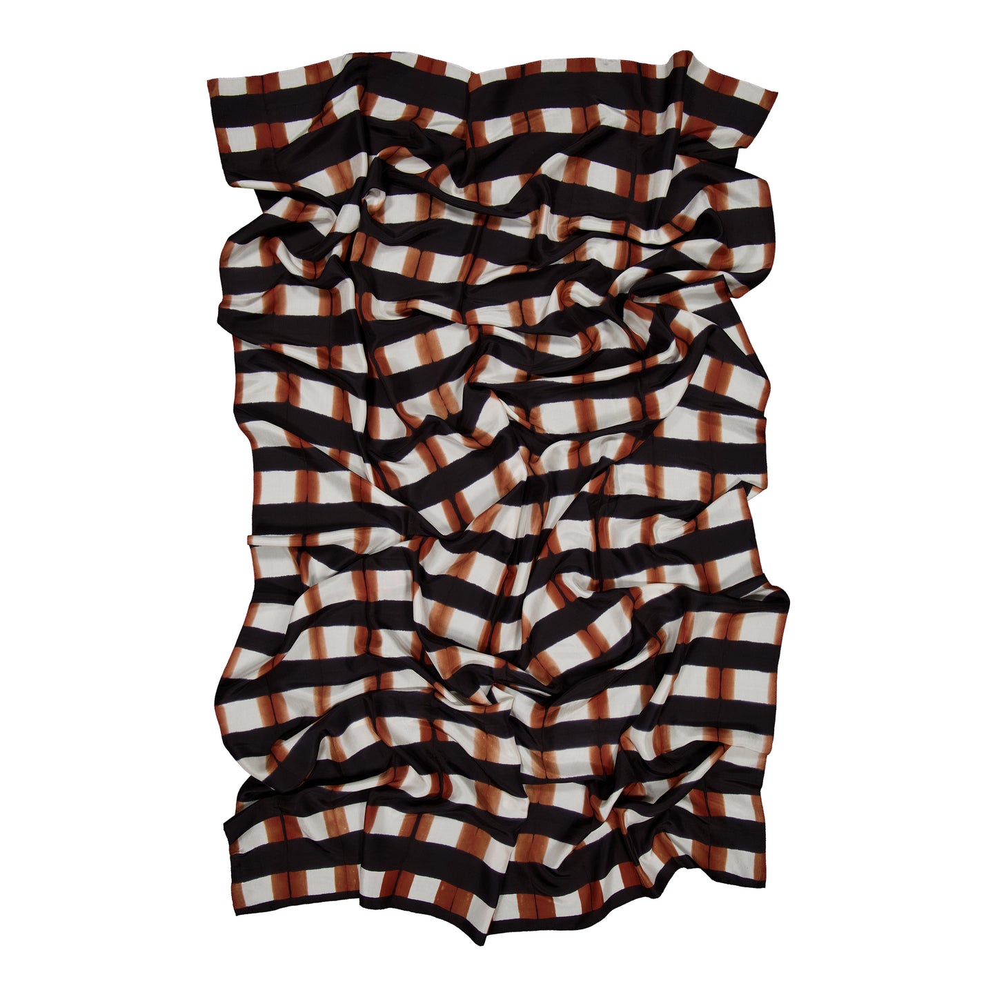 SINOPLE - SILK SCARF BLACK & COGNAC