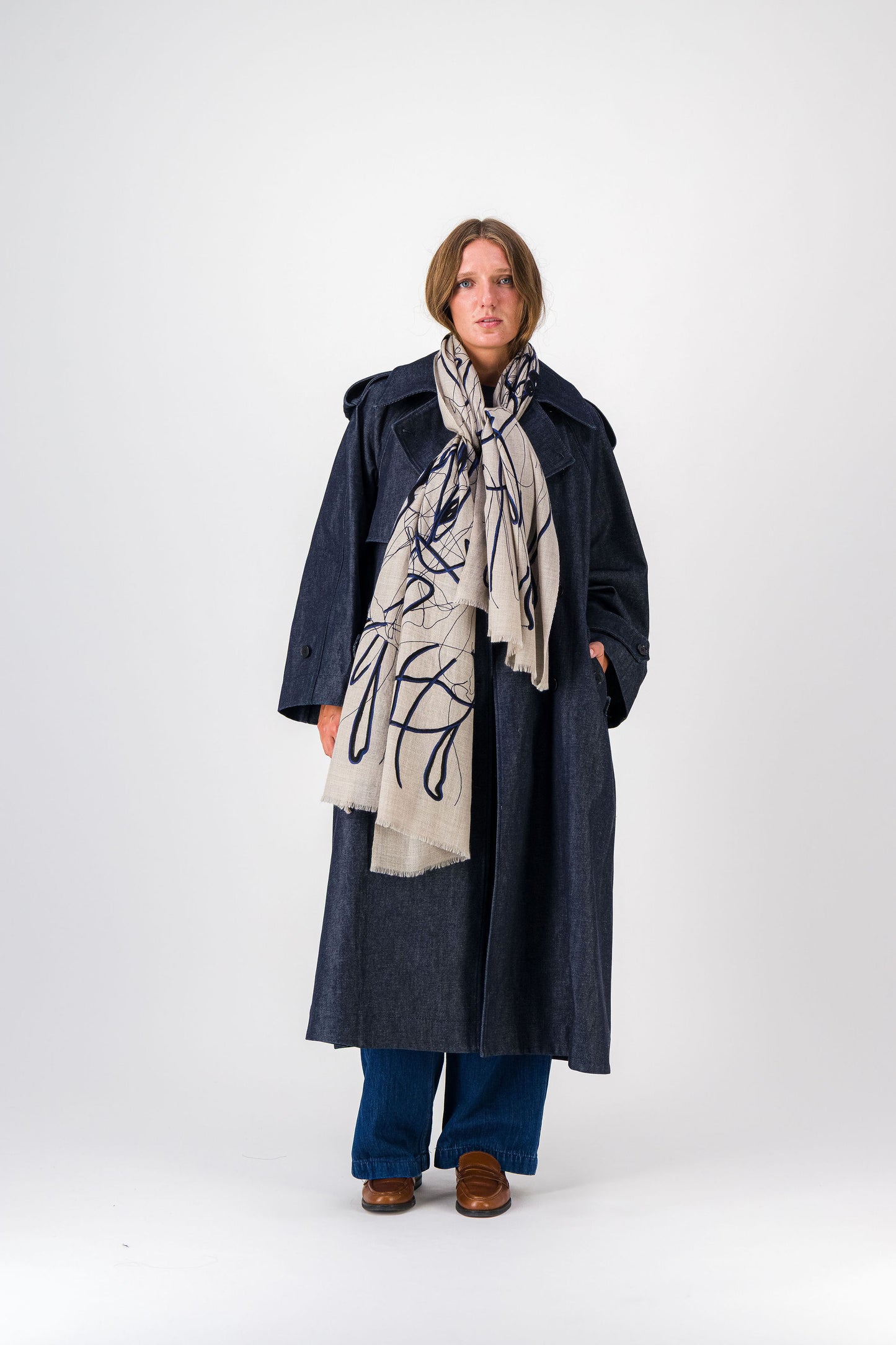 SPLASH - MERINO SCARF NAVY BLUE