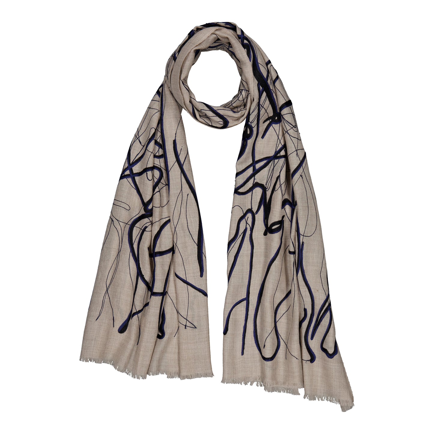 SPLASH - MERINO SCARF NAVY BLUE