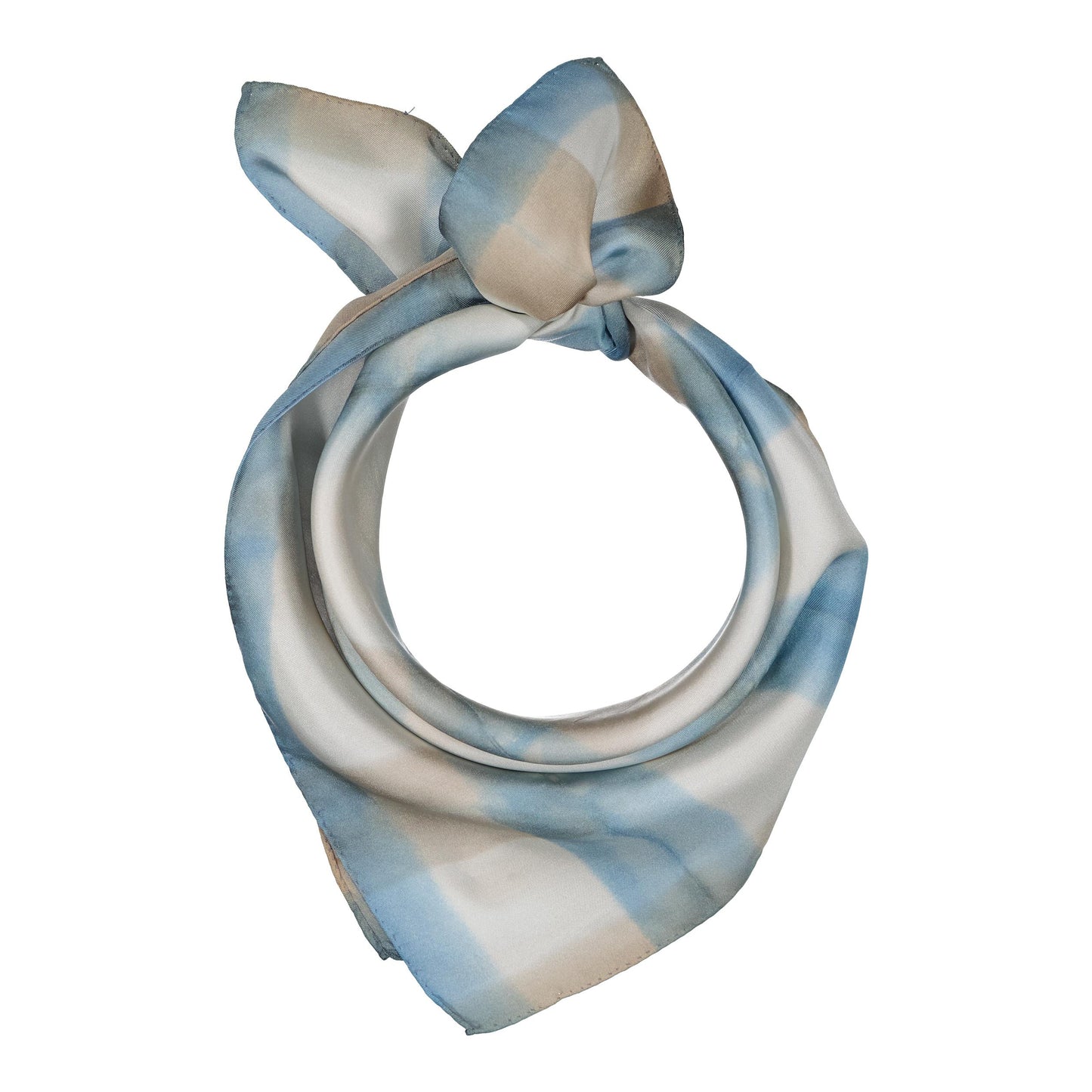 CHROMATIC - a silk bandana AZUR & BEIGE