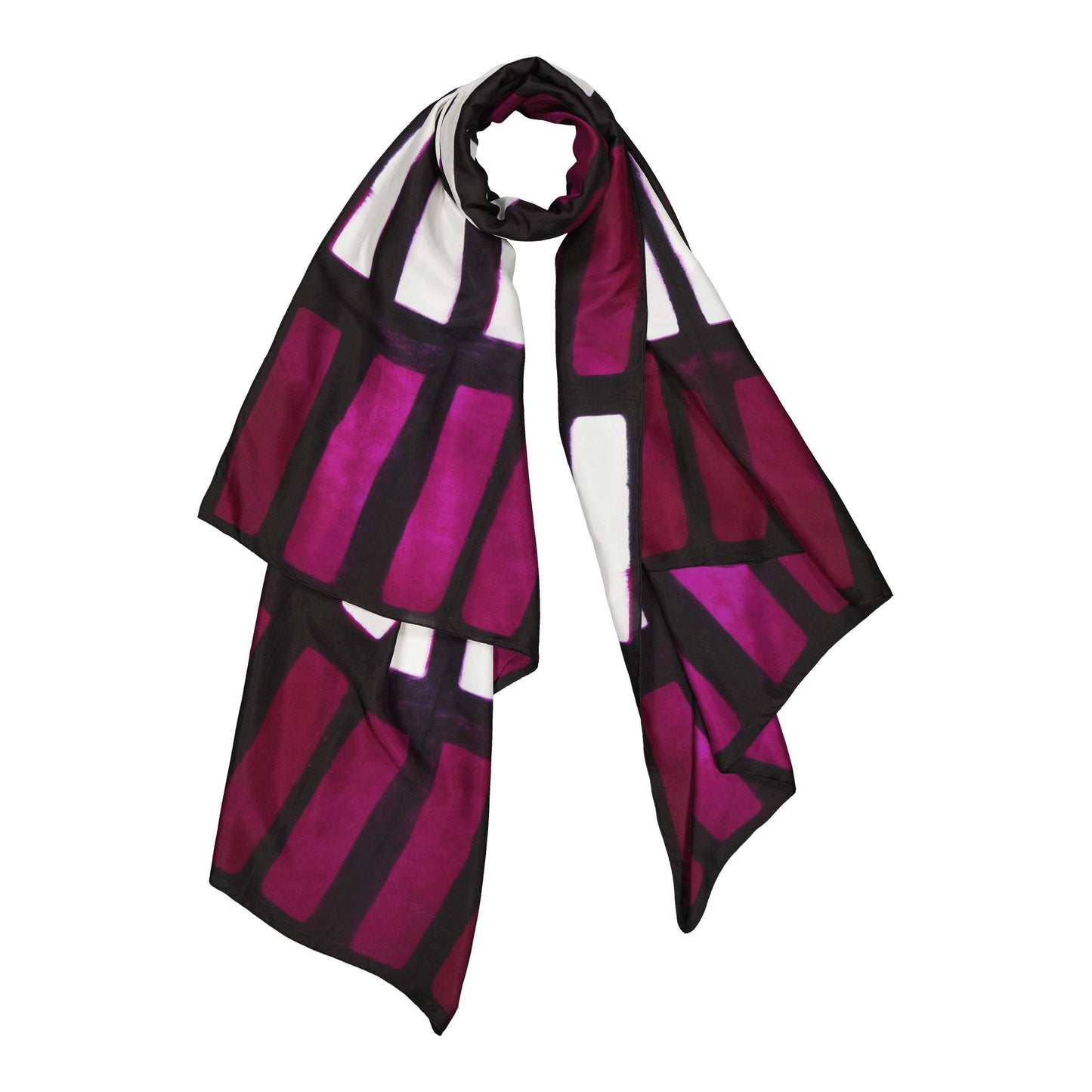 ENSEMBLE - silk scarf PLUM & BLACK