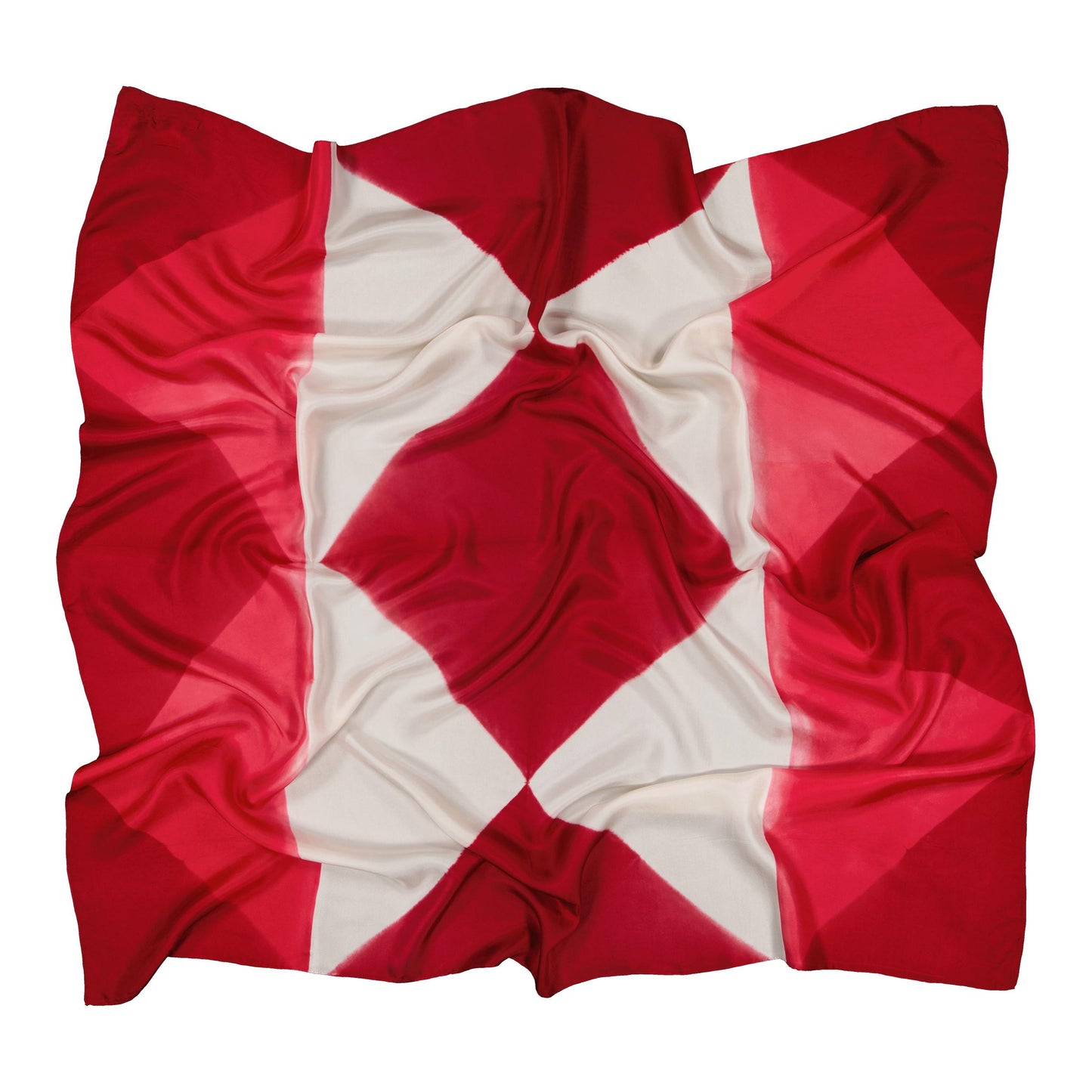 TESSELLES - A LARGE SILK SQUARE GARNET & POPPY RED