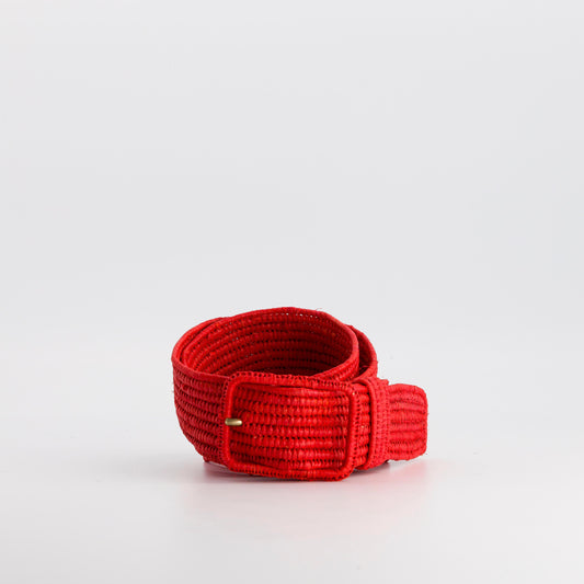UNI - raphia belt RED