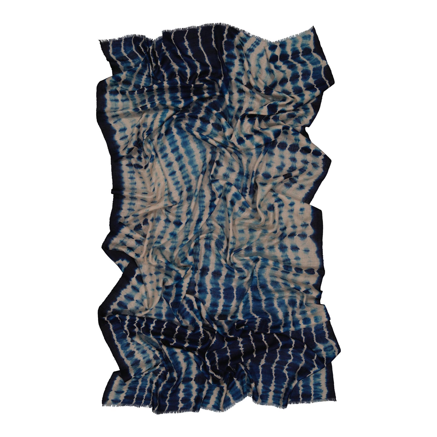 RIVE - shibori cashmere shawl INDIGO BLUE