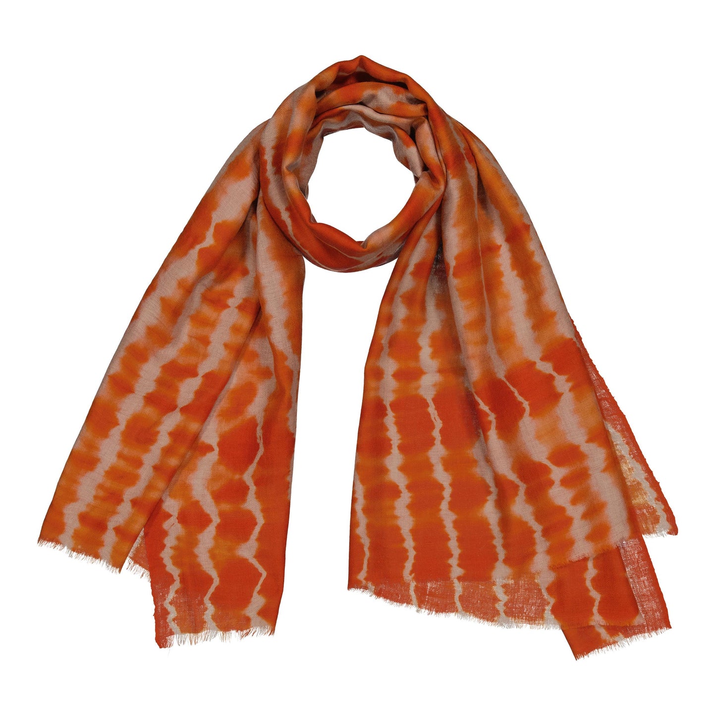 RIVE - shibori cashmere shawl ORANGE