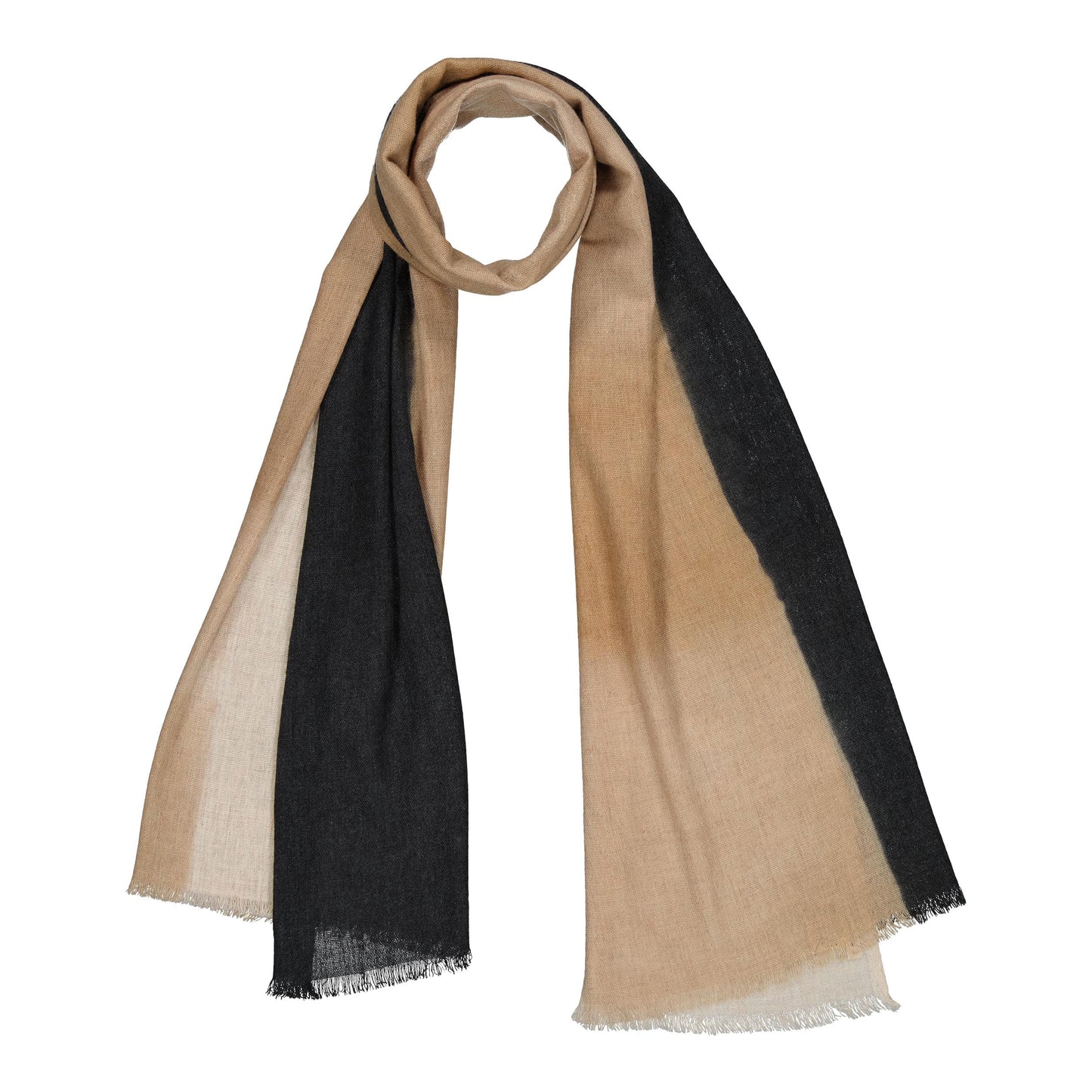 TRIO - merino wool stole BEIGE & BLACK