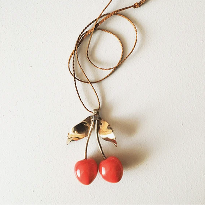 CHERRIES PINK - COLLIER RENARD BIJOUX PINK