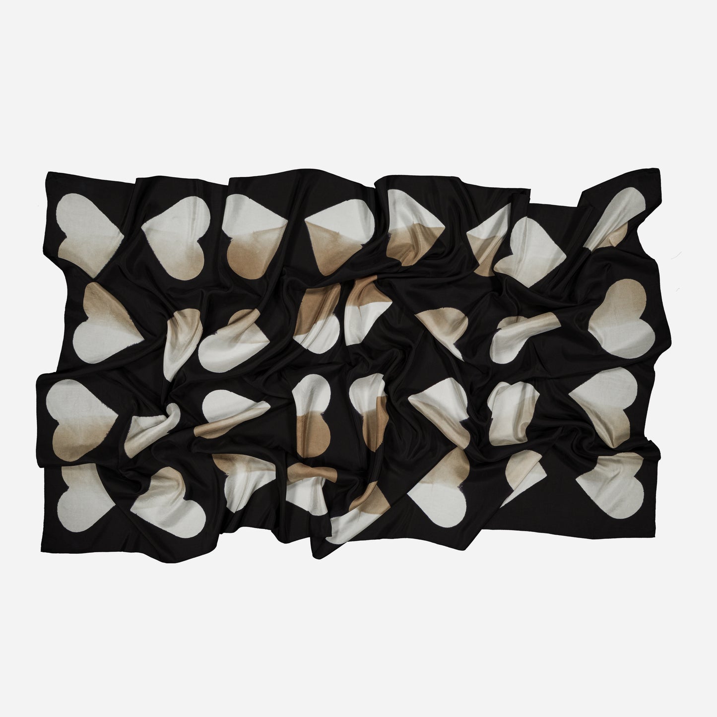 AMOUR - Silk Scarf BEIGE 134-D & BLACK