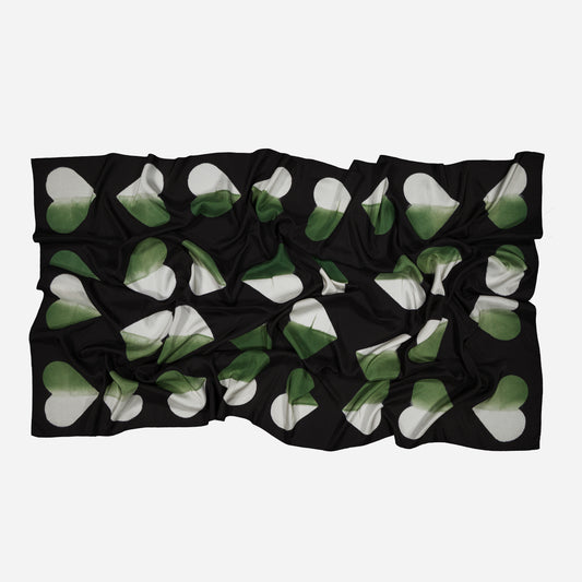 AMOUR - Silk Scarf GREEN 422 & BLACK