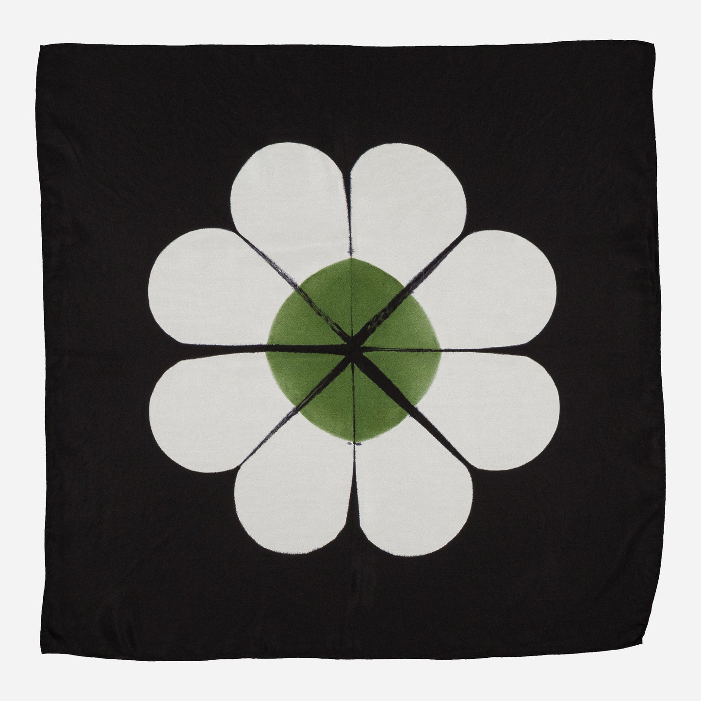 MARGUERITE - Silk Bandana GREEN 422 & BLACK
