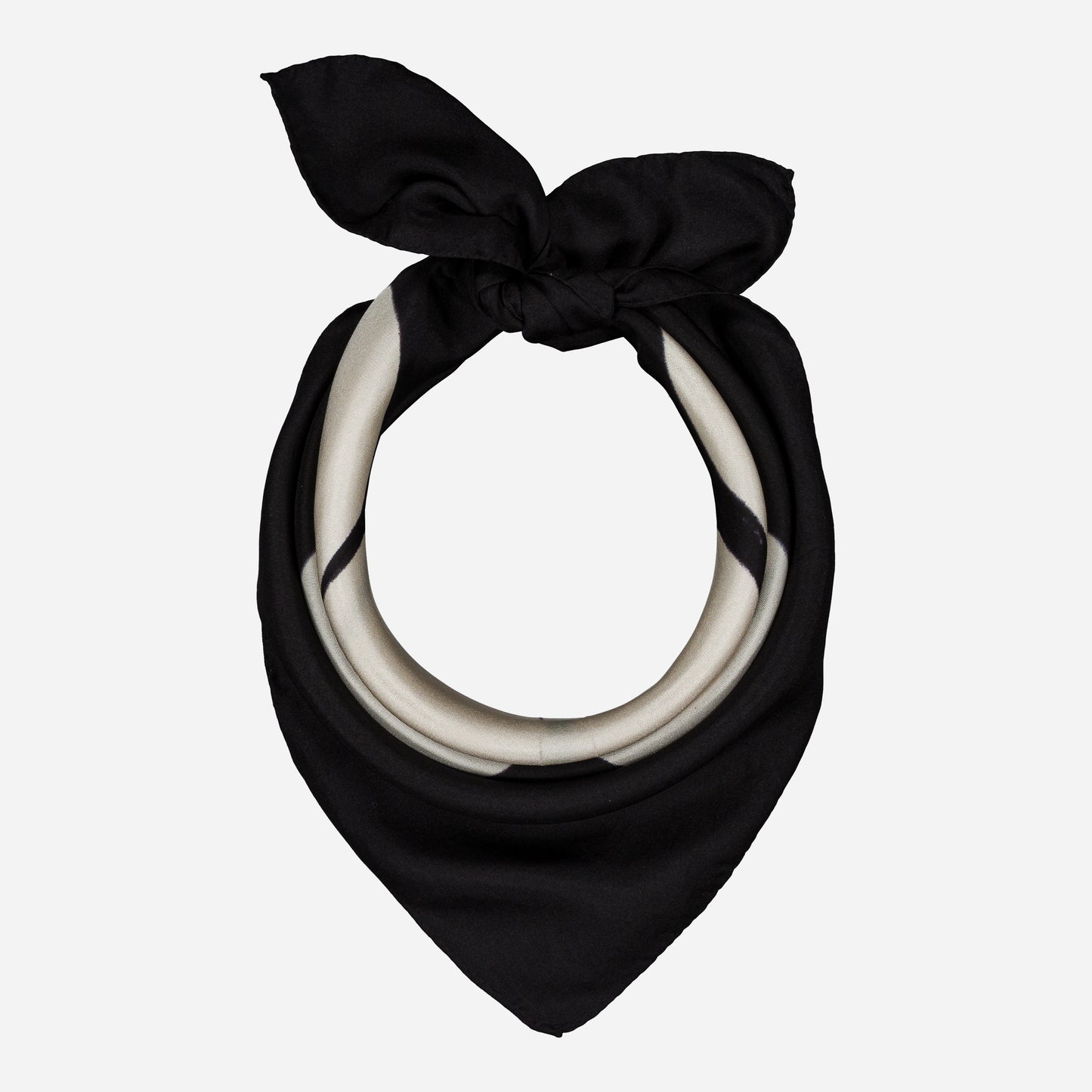 MARGUERITE - Silk Bandana GREEN 422 & BLACK