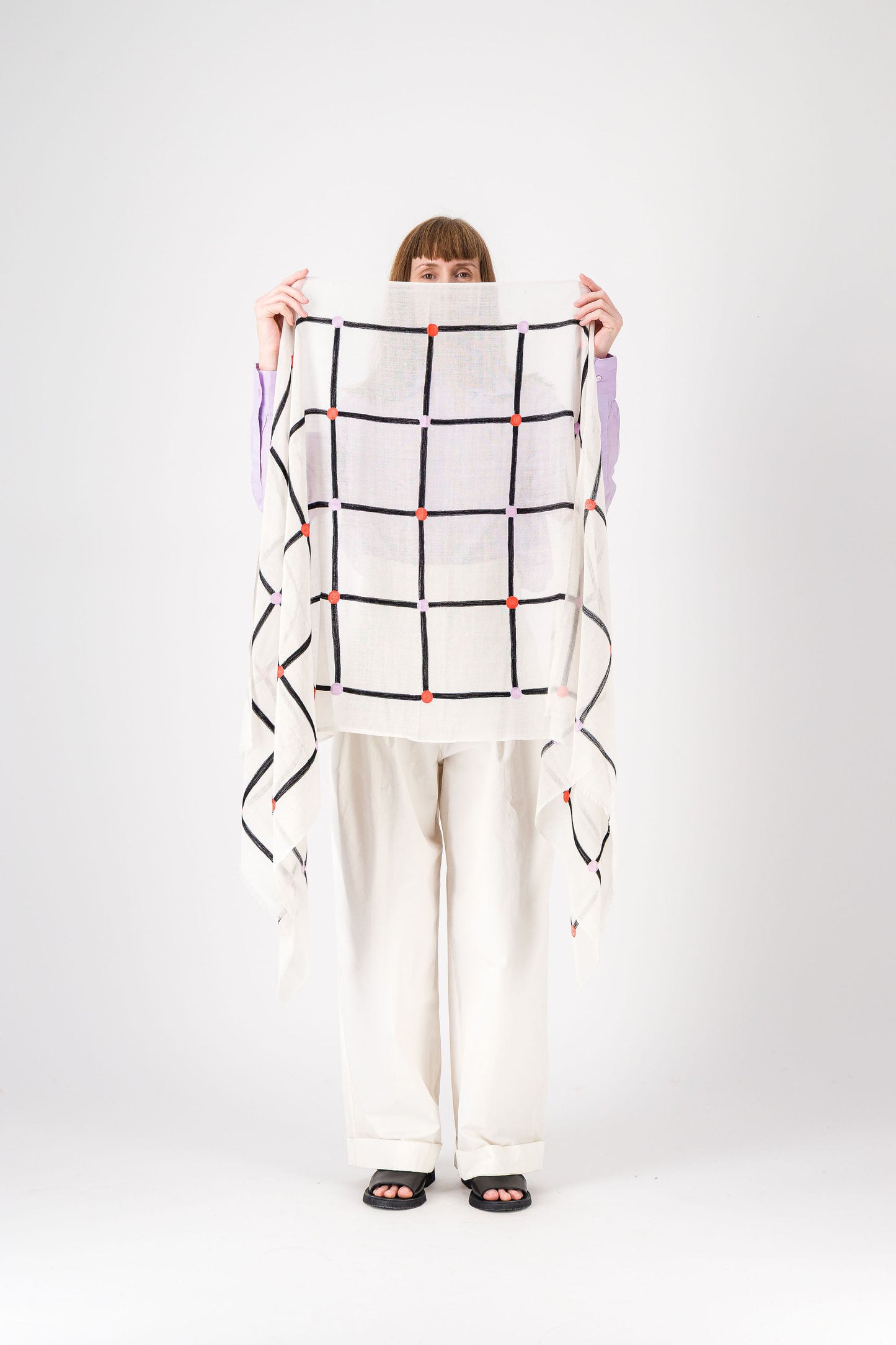 PASTILLES -  Silk Stole Vermillion & Lilac