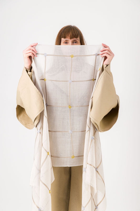 PASTILLES -  Silk Stole Anis & beige