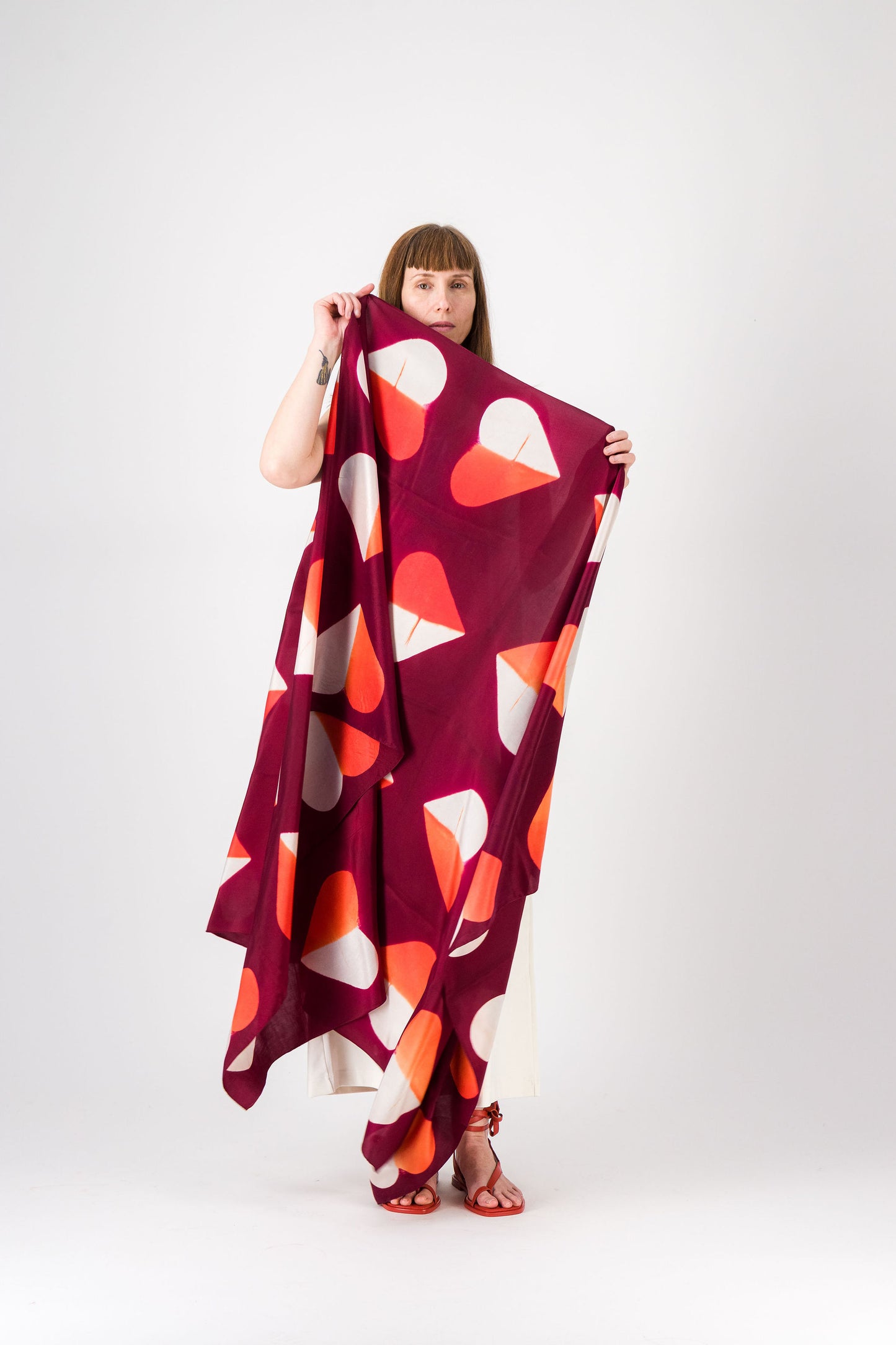 AMOUR - Silk Scarf KYOTO RED 27 & CORAL 131