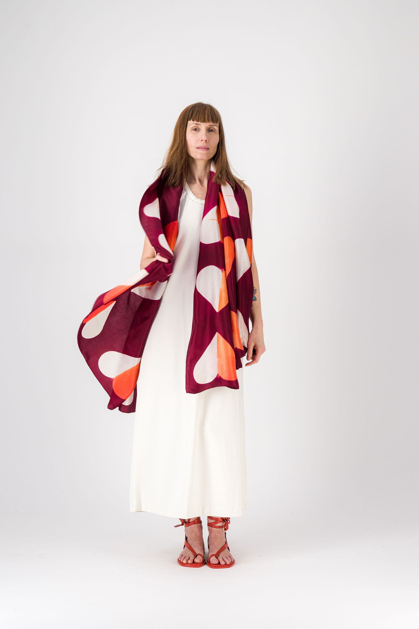 AMOUR - Silk Scarf KYOTO RED 27 & CORAL 131