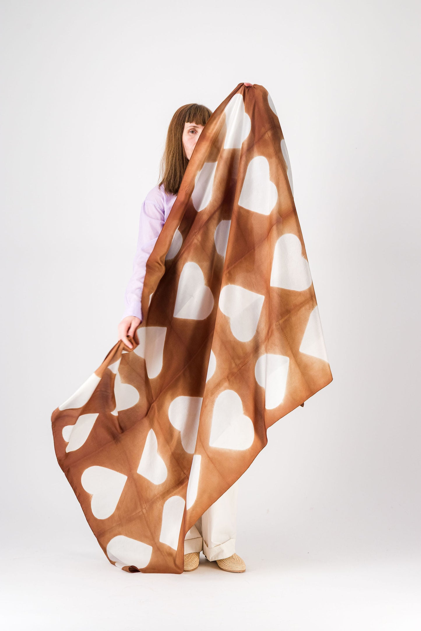 AMOUR - Silk Scarf CHESTNUT 112 & AZUR 32