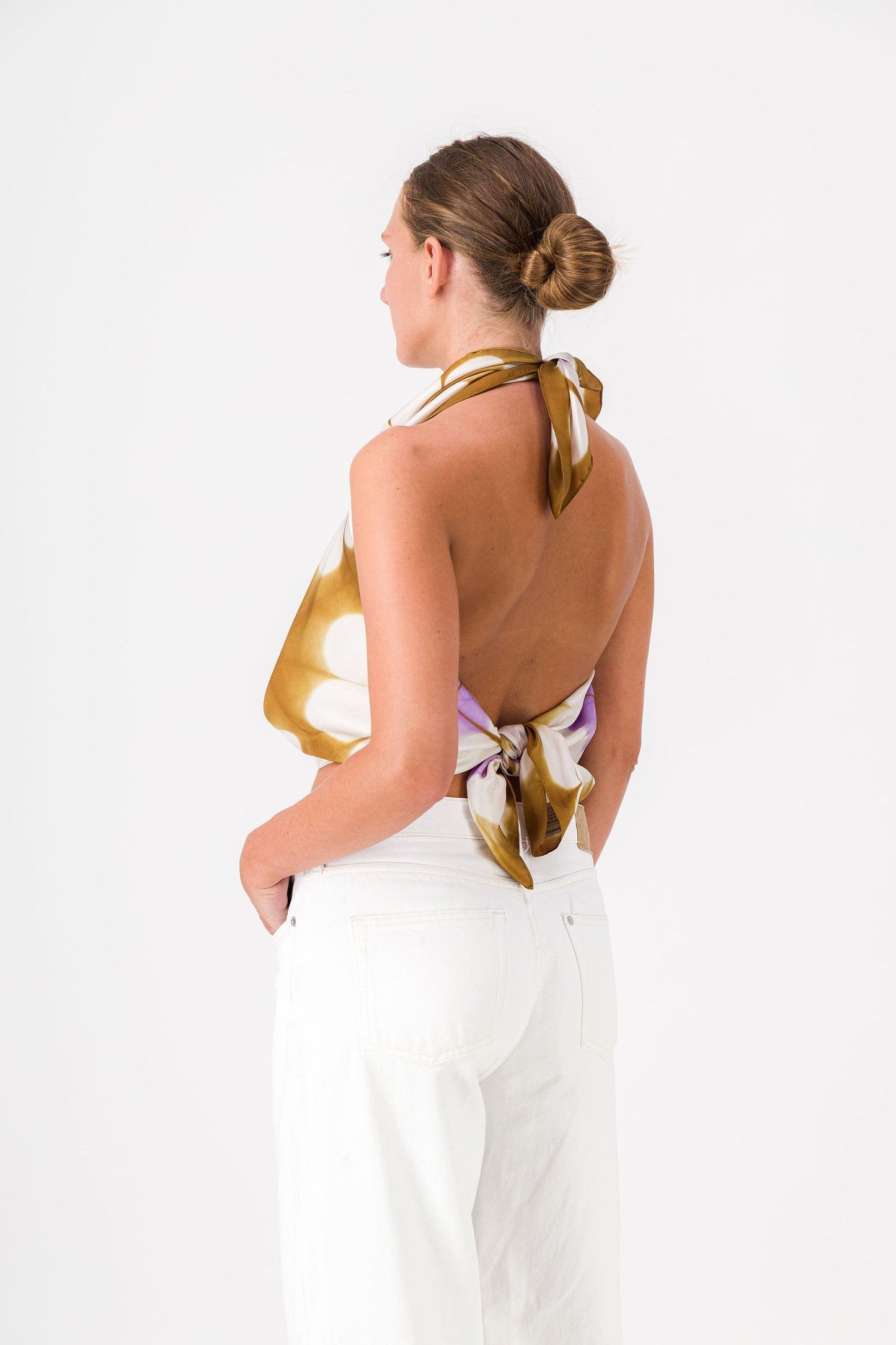 DAISY - Silk scarf LILAC & GOLD