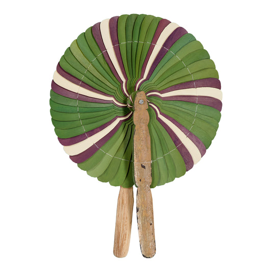 ÉVENTAIL EN PALME KHAKI & PRUNE