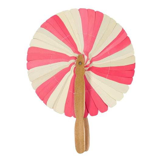 ÉVENTAIL EN PALME NATURAL & PINK