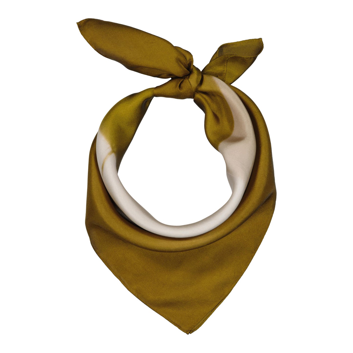 FOLIO - a silk bandana BEIGE & MOSS GREEN