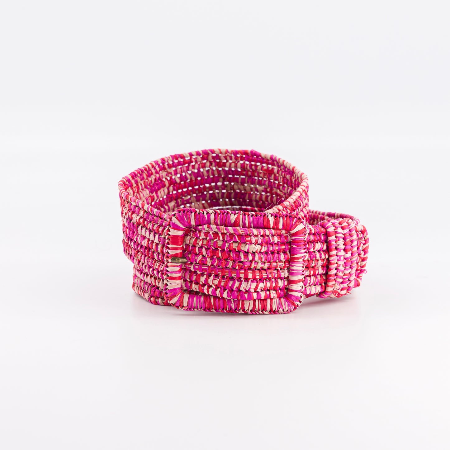 MISTRAL - multicolor raphia belt RED + NEON PINK + NATUREL