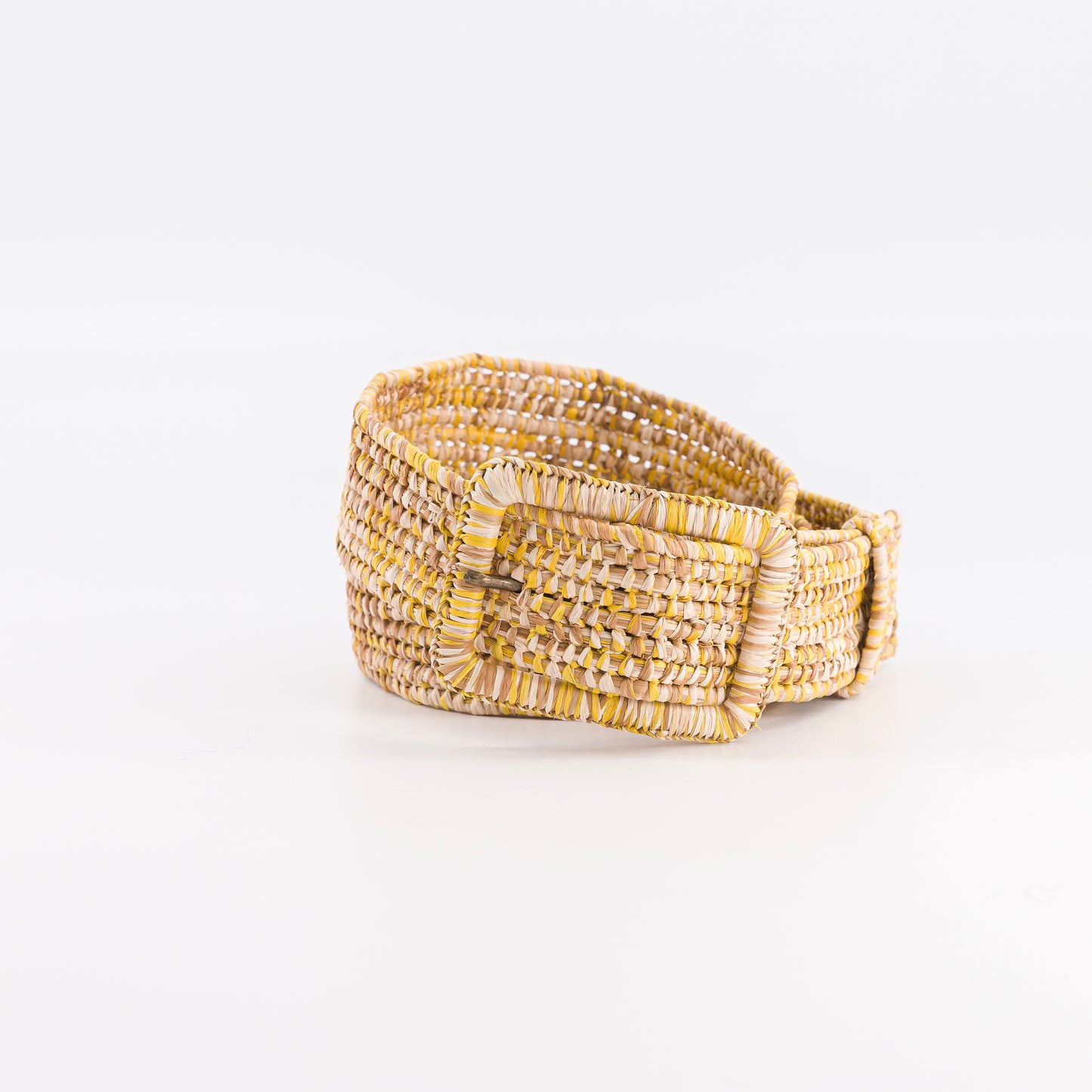 MISTRAL - multicolor raphia belt YELLOW + BEIGE + NATUREL