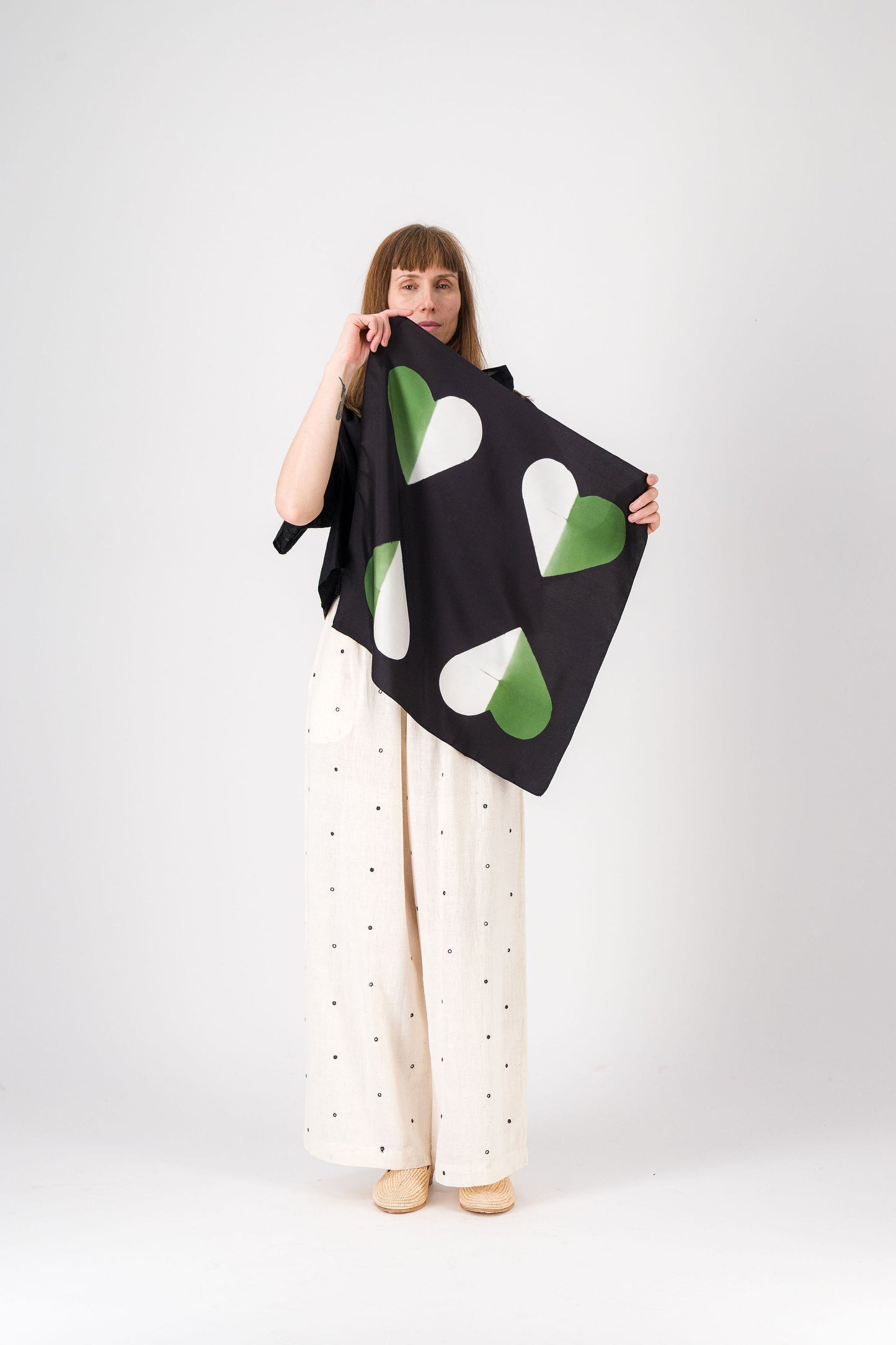 LOVE - Silk Bandana GREEN 422 & BLACK