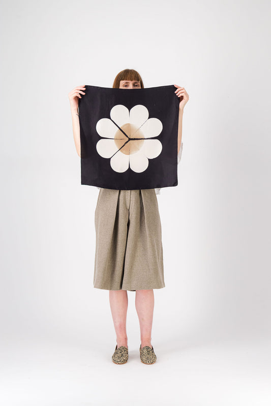 MARGUERITE - Silk Bandana BEIGE 134-D & BLACK