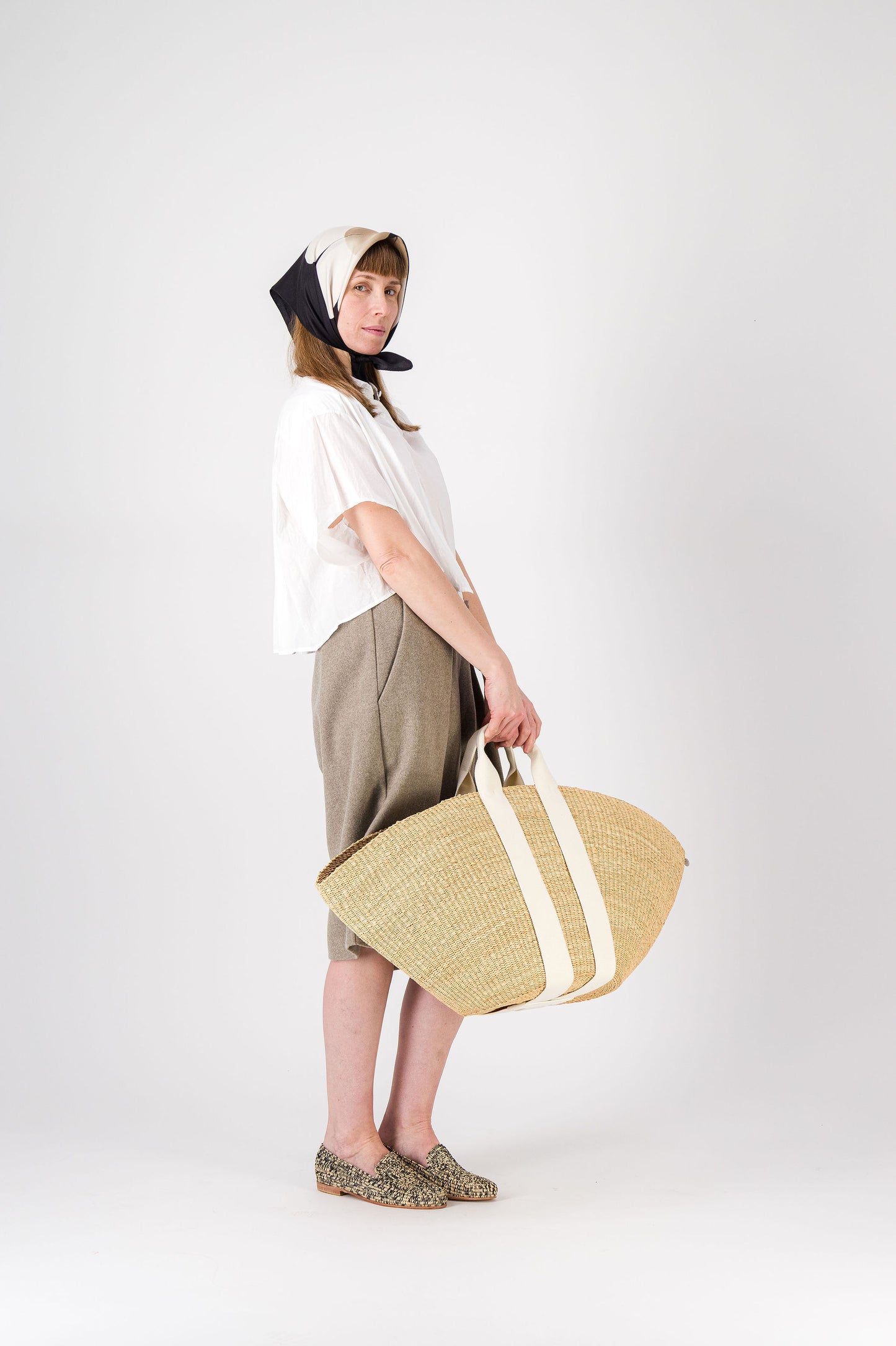 MARGUERITE - Silk Bandana BEIGE 134-D & BLACK