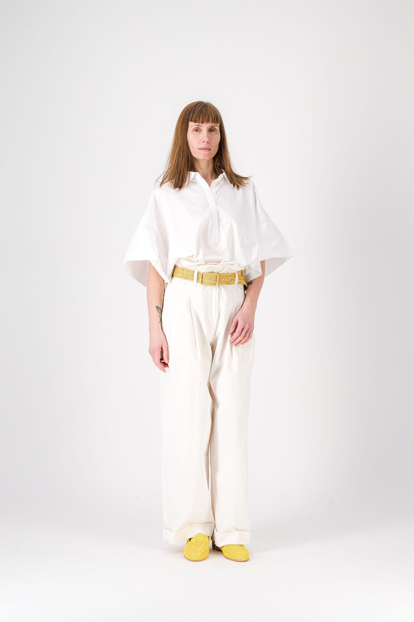 MISTRAL - multicolor raphia belt YELLOW + BEIGE + NATUREL