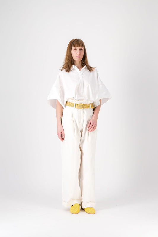 MISTRAL - multicolor raphia belt YELLOW + BEIGE + NATUREL