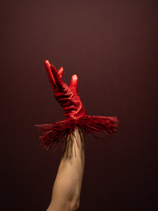 LENA GANTS EN CUIR - Agnelle ECARLATE