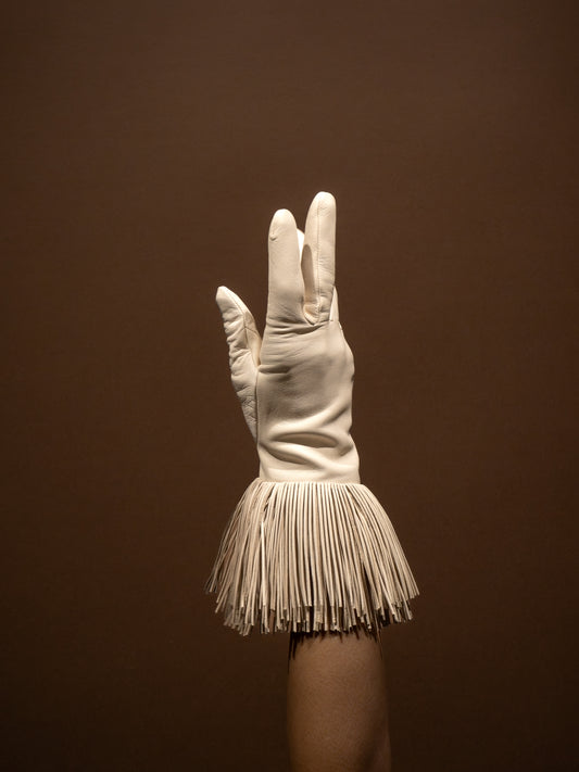 LENA GANTS EN CUIR - Agnelle PORCELAINE