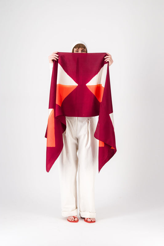 Origami - Silk Stole KYOTO RED 27 & CORAL 131