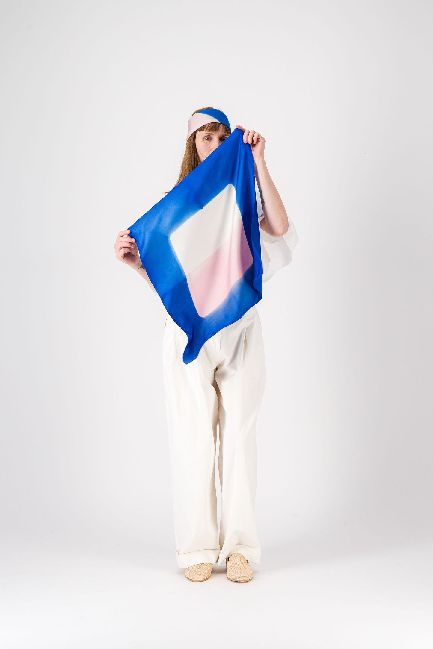 CONTRASTE - Silk Bandana BLUE 89 & PINK 216