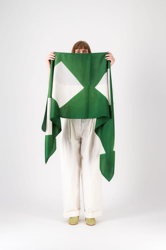 Origami - Silk Stole GREEN 422 & AZUR 32